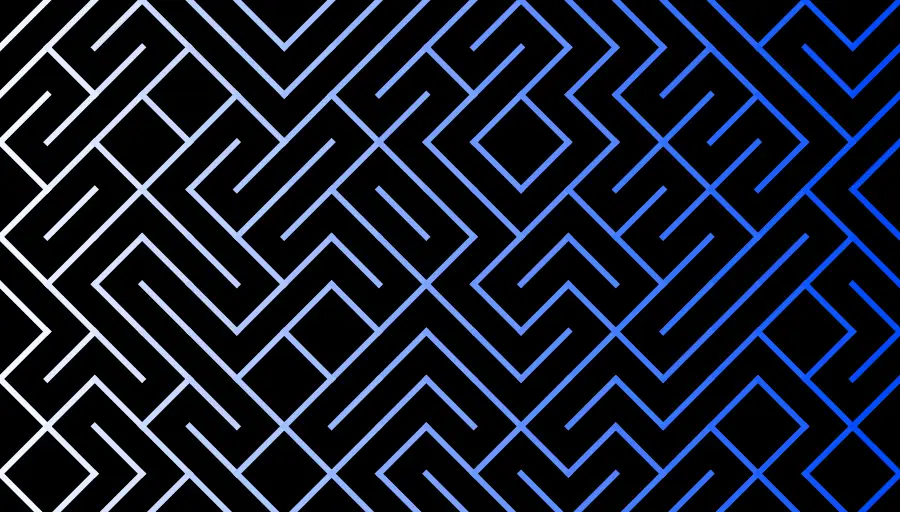 Navigate the intricate pathways of 'Maze,' an abstract creation with a blue and white geometric pattern. This modern, symmetrical design evokes the complexity of a labyrinth, offering a captivating background for digital spaces. Blue Geometric Pattern, Abstract Art, Labyrinth Design, Modern Background, Symmetrical Composition