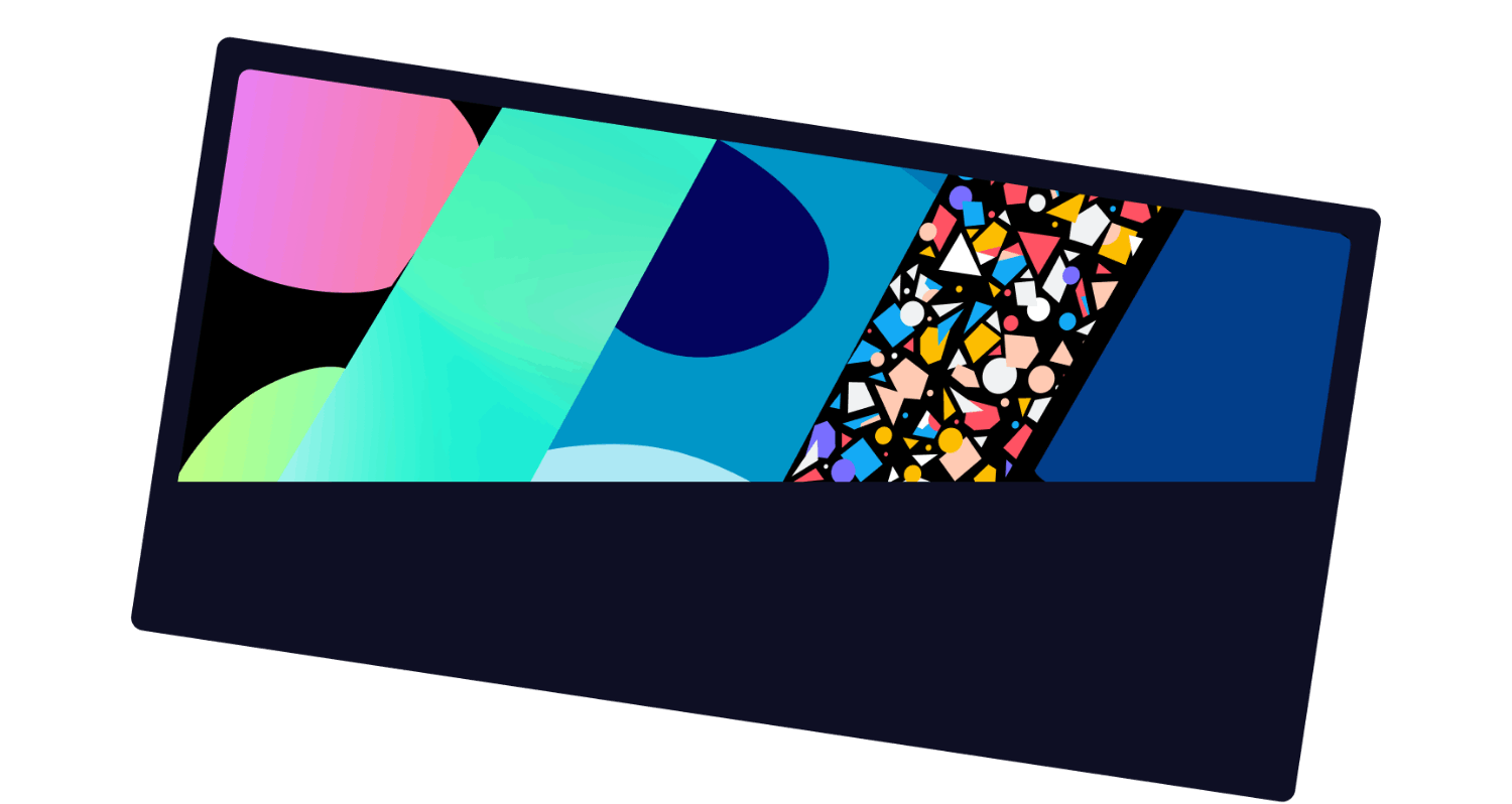 A vibrant display of SVG backgrounds generated by Creatica, showcasing geometric and gradient designs.